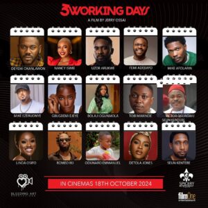 Jerry Ossai introduces the actors of "3 Working Days," his latest film